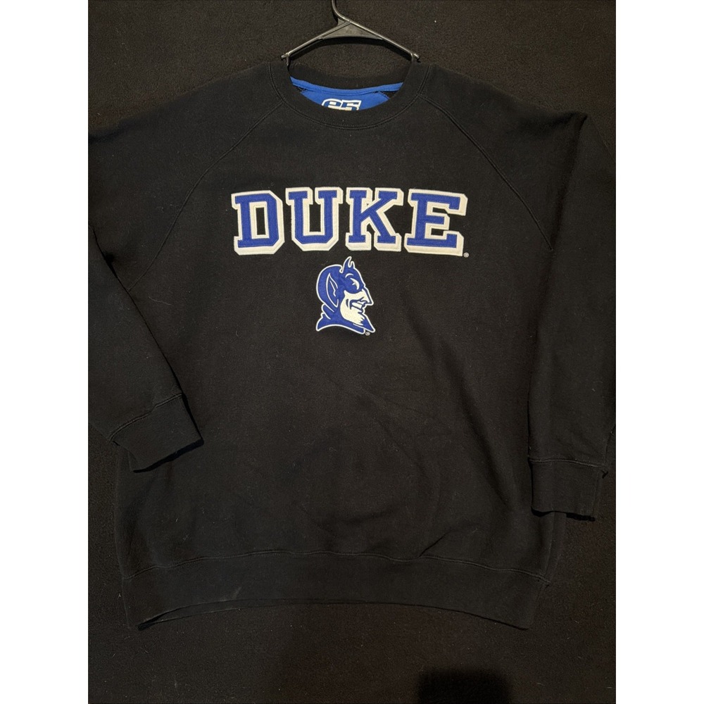 Duke Blue Devils Black E5 Athletic Crew neck Long Sleeve Embroidered Mens XL